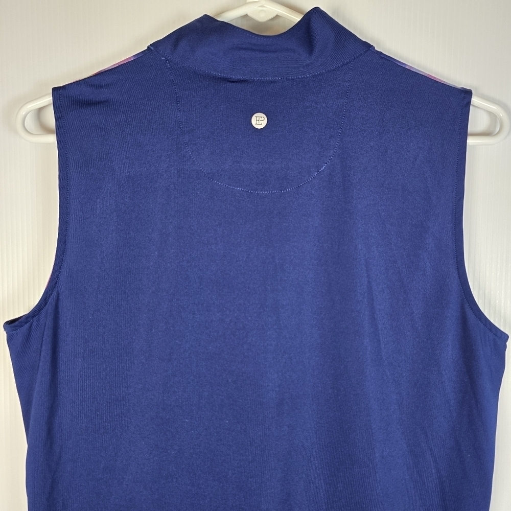 EP Women's Sleeveless Navy and Pink Patterned Women's Golf Top 1/4 Zip Size M - Picture 6 of 8